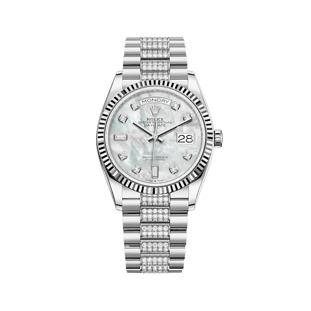 Rolex Day-Date 128239 White Gold MOP Diamond Dial - View 2