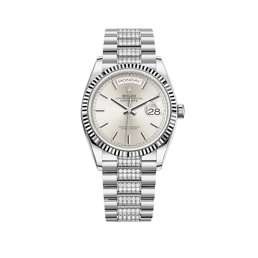 Rolex Day-Date 128239 White Gold Silver Dial - View 2