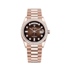 Rolex Day-Date 128345RBR Oro Rosa Bisel de Diamantes Esfera Marrón de Diamantes