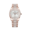 Rolex Day-Date 128345RBR Rose Gold Diamond Bezel Mother of Pearl Diamond Dial