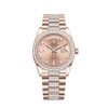 Rolex Day-Date 128345RBR Oro Rosa Bisel de Diamantes Esfera de Diamantes Rosé