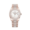 Rolex Day-Date 128345RBR Oro Rosa Bisel Diamantado Esfera Blanca