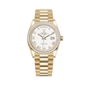 Rolex Day-Date 128348RBR Yellow Gold Diamond Bezel White Dial