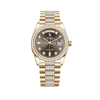 Rolex Day-Date 128348RBR Yellow Gold Diamond Bezel Grey Diamond Dial
