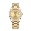 Rolex Day-Date 128348RBR Yellow Gold Diamond Bezel Champagne Dial
