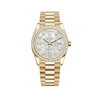 Rolex Day-Date 128348RBR Oro amarillo Bisel de diamantes Esfera de nácar y diamantes