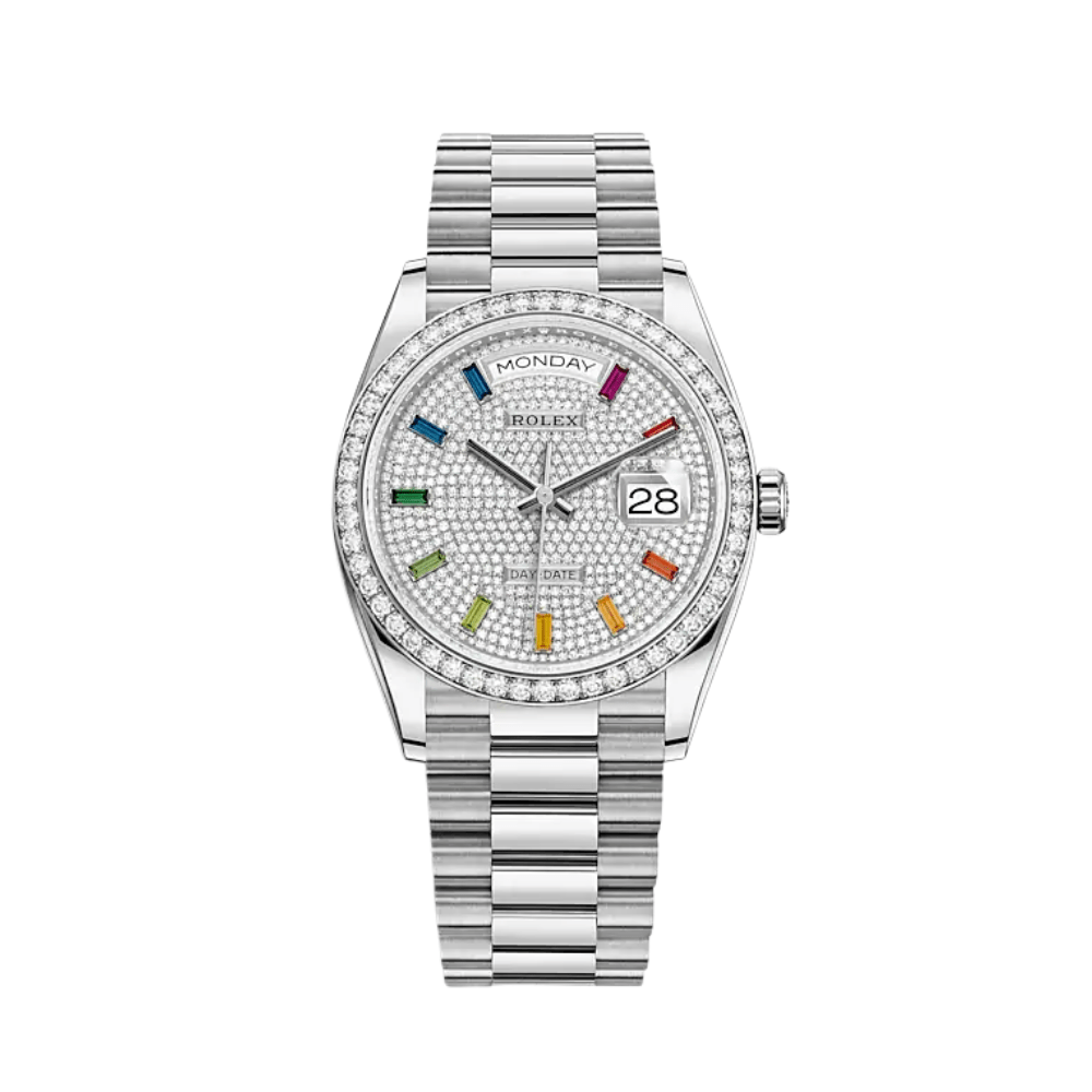 Rolex Day-Date 128349RBR White Gold Diamond Bezel Diamond-Paved Dial - View 2