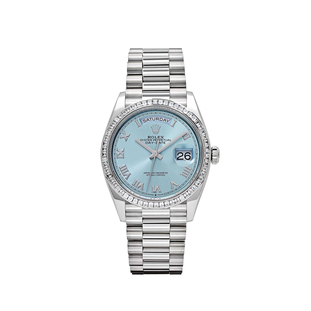 Rolex Day-Date 128396TBR Platinum Ice Blue Dial Diamond Bezel (2024) - View 13