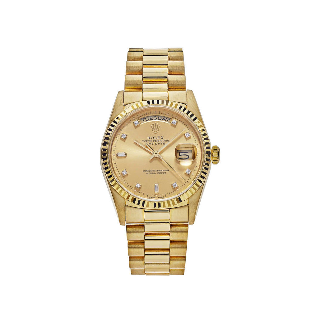Rolex Day-Date 18238 Presidential Yellow Gold Champagne Diamond Dial - View 8