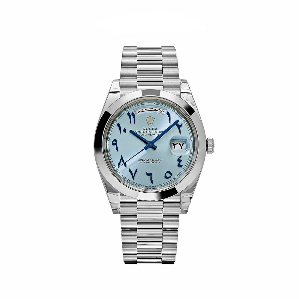 Rolex Day-Date 228206 Platinum Ice Blue Arabic Dial Smooth Dial (2023) - View 13