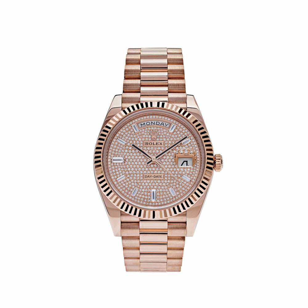 Rolex Day-Date 228235 Rose Gold Baguette Diamond Paved Dial (2022) - View 12