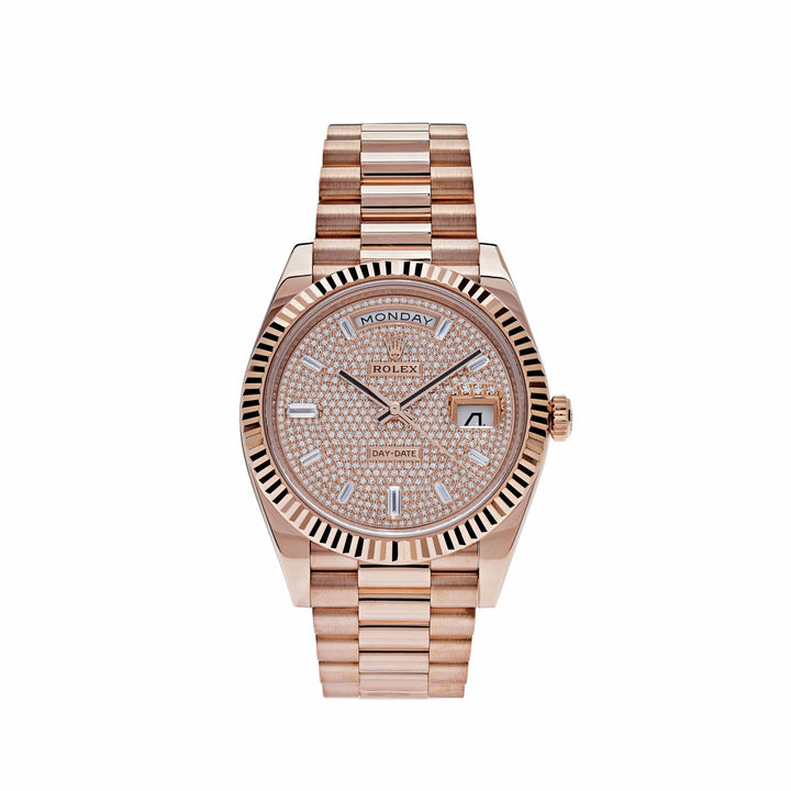 Rolex Day-Date 228235 Rose Gold Baguette Diamond Paved Dial (2022) - View 12