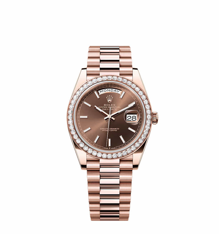 Rolex Day-Date 228235 Rose Gold Chocolate Dial Diamond Bezel - View 3