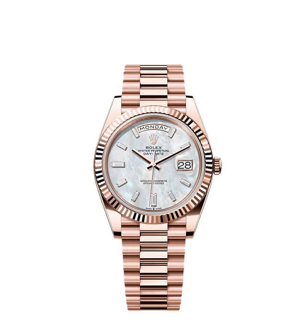 Rolex Day-Date 228235 Rose Gold Mother Of Pearl Diamond Dial - View 3