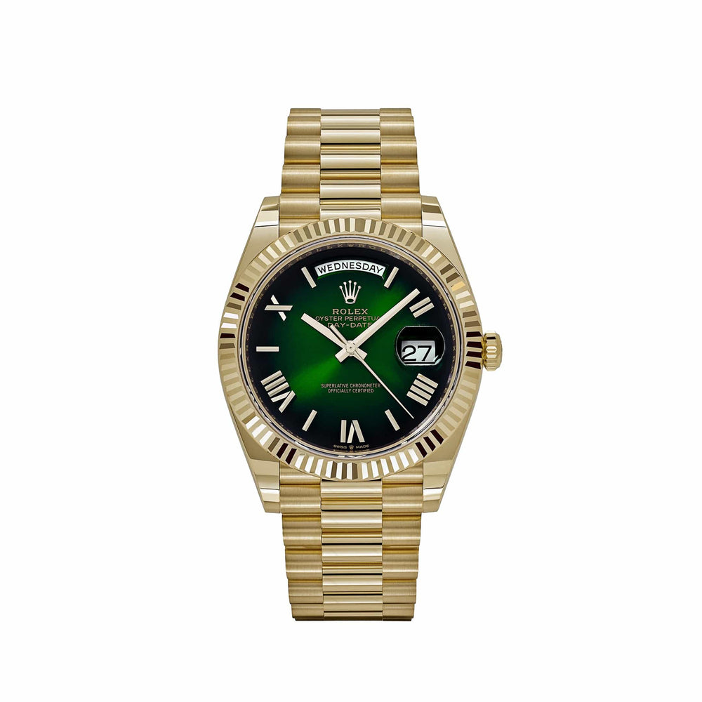 Rolex Day-Date 228238 Yellow Gold Green Ombre Roman Numeral Dial - View 12
