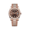 Rolex Day-Date 228345RBR Oro rosa Bisel de diamantes Esfera color chocolate