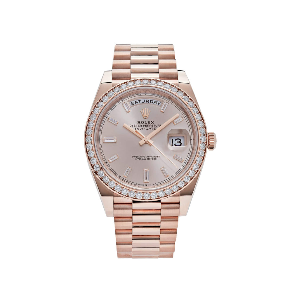Rolex Day-Date 228345RBR Rose Gold Diamond Bezel Sundust Diamond Dial - View 12