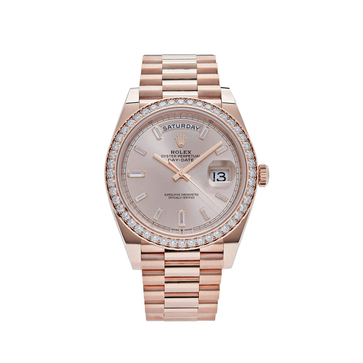 Rolex Day-Date 228345RBR Rose Gold Diamond Bezel Sundust Diamond Dial - View 12