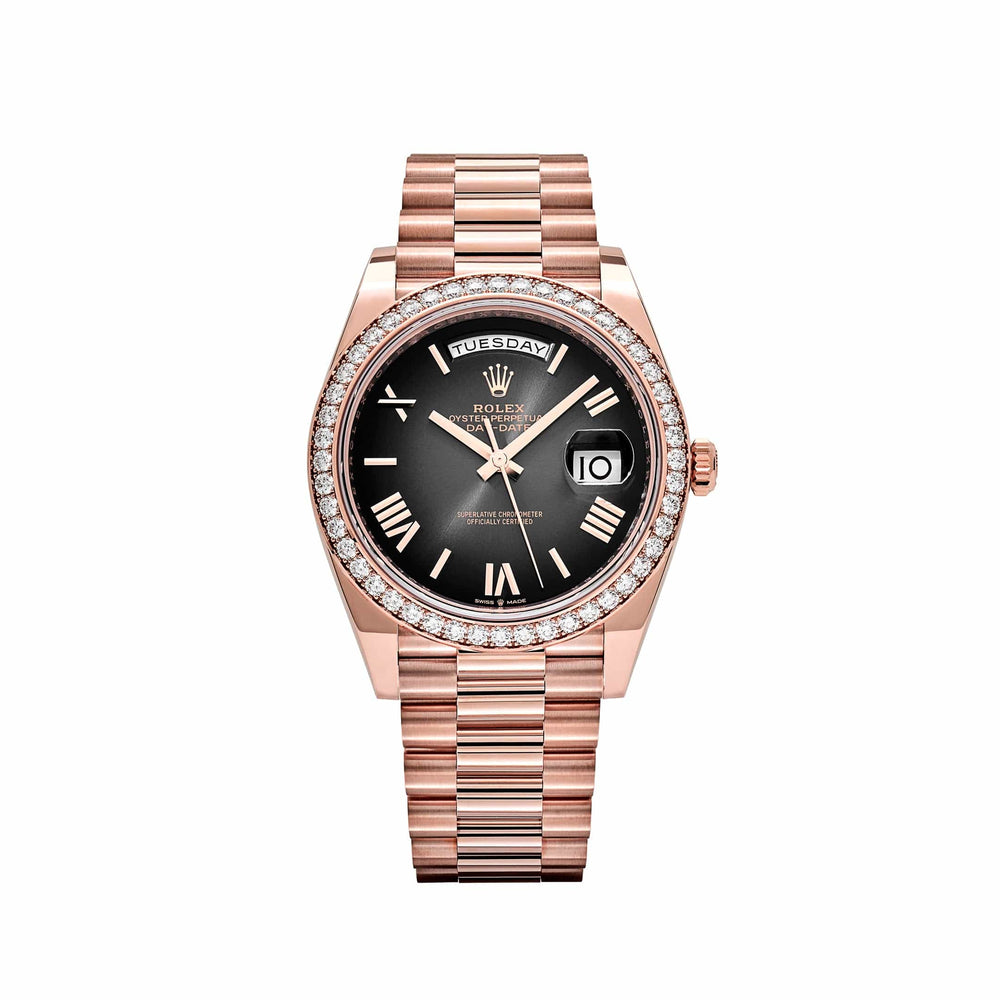 Rolex Day-Date 228345RBR Rose Gold Diamond Bezel Slate Ombre Dial - View 13