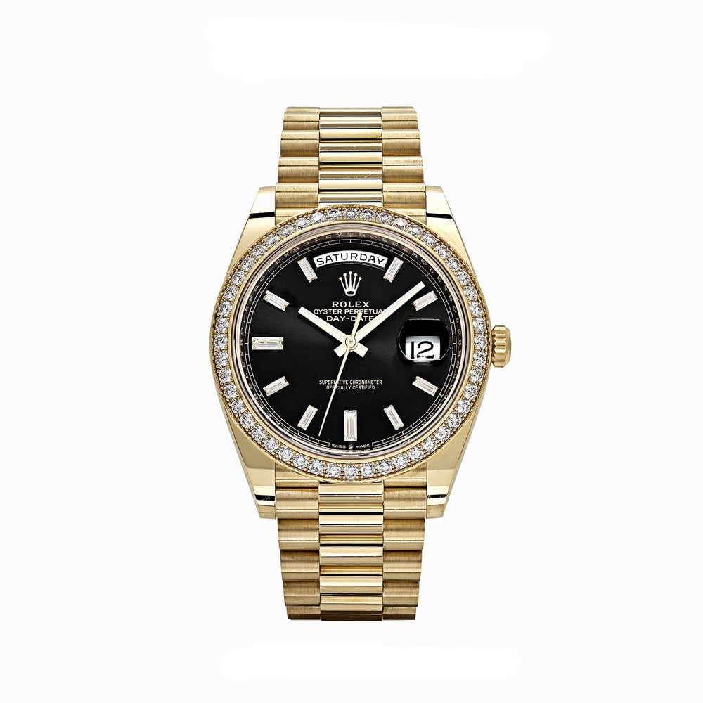 Rolex Day-Date 228348RBR Yellow Gold Black Diamond Dial Diamond Bezel - View 13