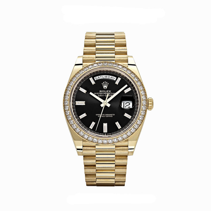 Rolex Day-Date 228348RBR Yellow Gold Black Diamond Dial Diamond Bezel - View 13