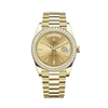 Rolex Day-Date 228348RBR Oro amarillo Bisel de diamantes Esfera champán