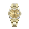 Rolex Day-Date 228348RBR Oro Amarillo Bisel de Diamantes Esfera Champagne con Números Romanos