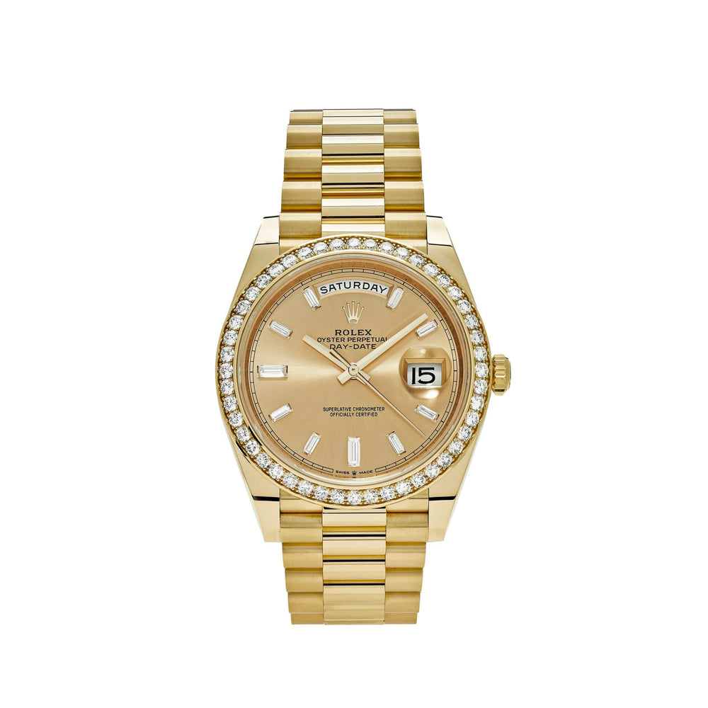 Rolex Day-Date 228348RBR Yellow Gold Diamond Bezel Champagne Diamond Dial - View 4