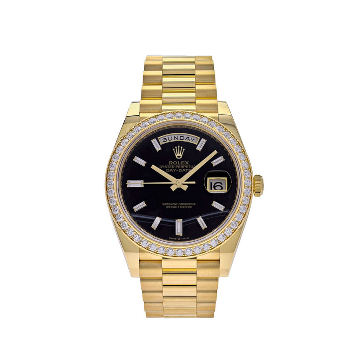 Rolex Day-Date 228348RBR Yellow Gold Diamond Bezel Black Onyx Dial - View 13