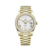 Rolex Day-Date 228348RBR Oro amarillo Bisel de diamantes Esfera blanca