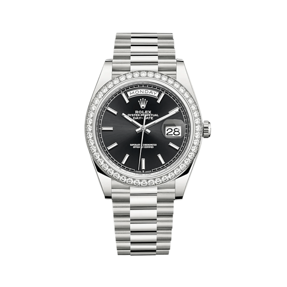 Rolex Day-Date 228349RBR White Gold Diamond Bezel Black Dial (2024) - View 13