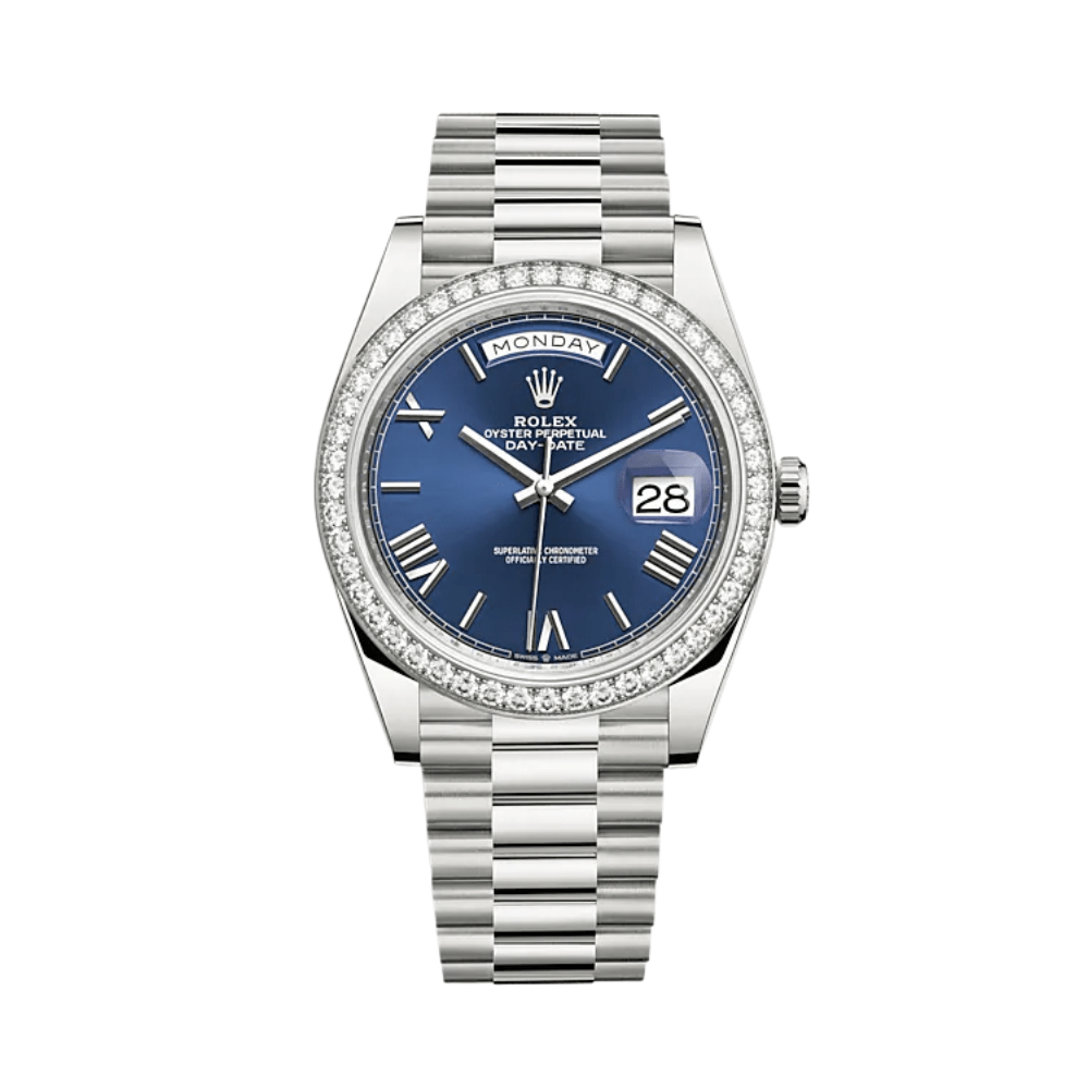 Rolex Day-Date 228349RBR White Gold Diamond Bezel Blue Dial - View 2