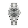 Rolex Day-Date 228349RBR Oro blanco Bisel de diamantes Esfera pizarra