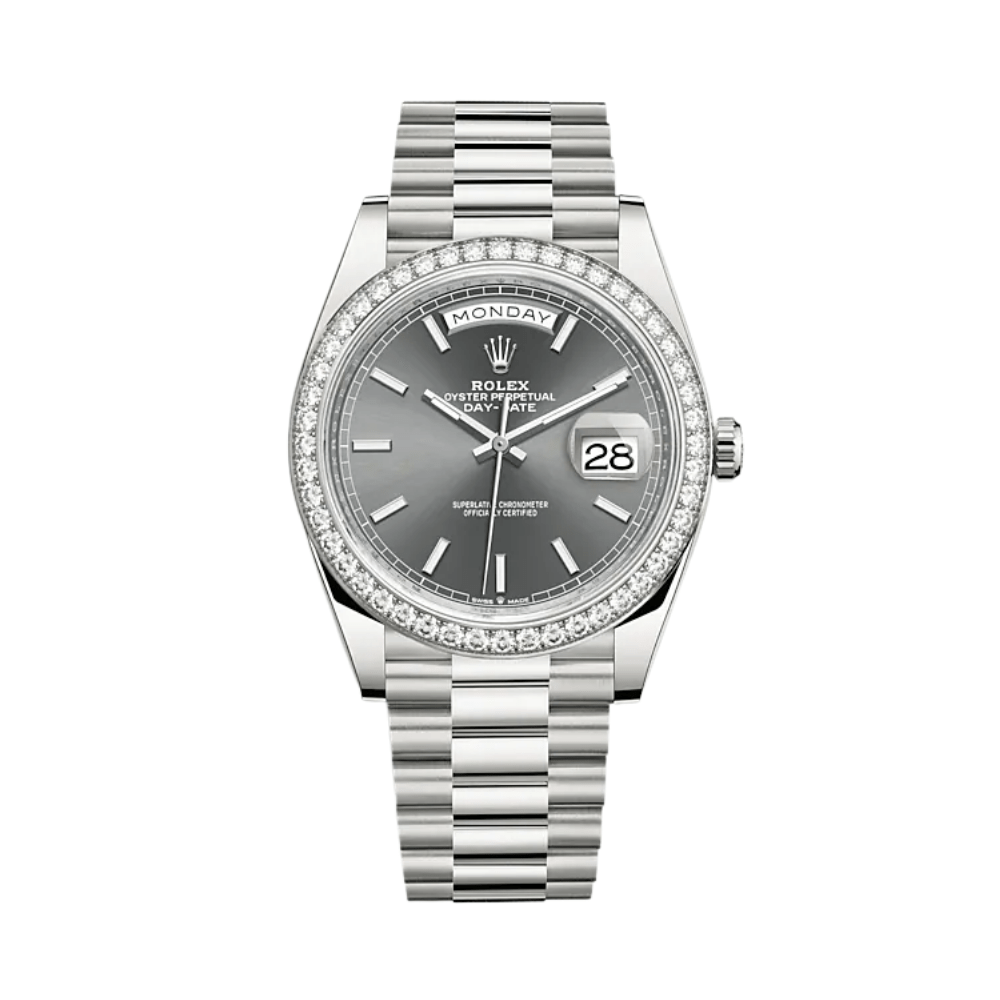 Rolex Day-Date 228349RBR White Gold Diamond Bezel Slate Dial - View 2