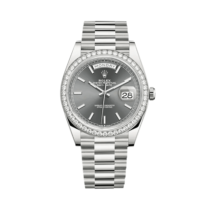 Rolex Day-Date 228349RBR White Gold Diamond Bezel Slate Dial - View 2