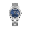 Rolex Day-Date 228396TBR Platino Bisel de Diamantes Esfera Azul