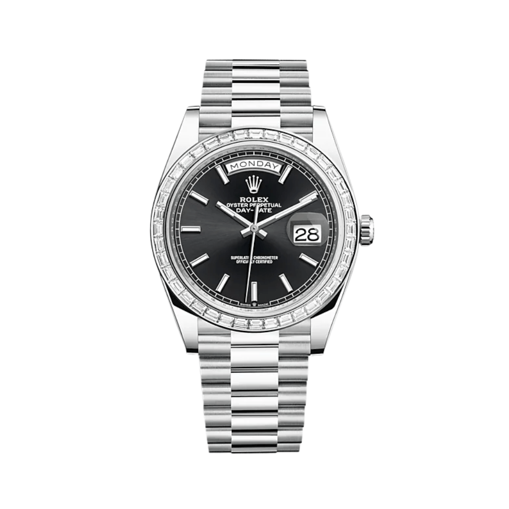 Rolex Day-Date 228396TBR Platinum Diamond Bezel Black Dial - View 2