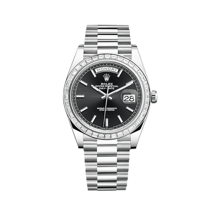 Rolex Day-Date 228396TBR Platinum Diamond Bezel Black Dial - View 2
