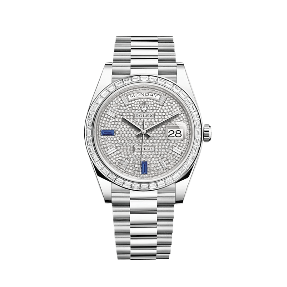 Rolex Day-Date 228396TBR Platinum Diamond Bezel Diamond-Paved Sapphire Dial (2024) - View 8