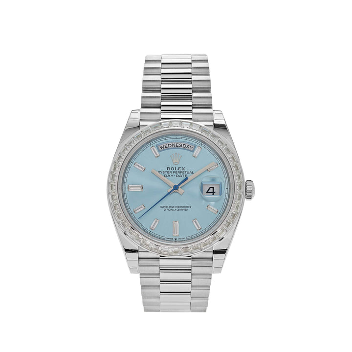 Rolex Day-Date 228396TBR Platinum Diamond Bezel Ice Blue Diamond Dial (2023) - View 13