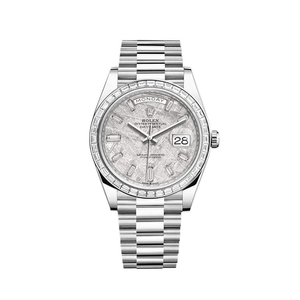 Rolex Day-Date 228396TBR Platinum Diamond Bezel Meteorite Diamond Dial - View 2