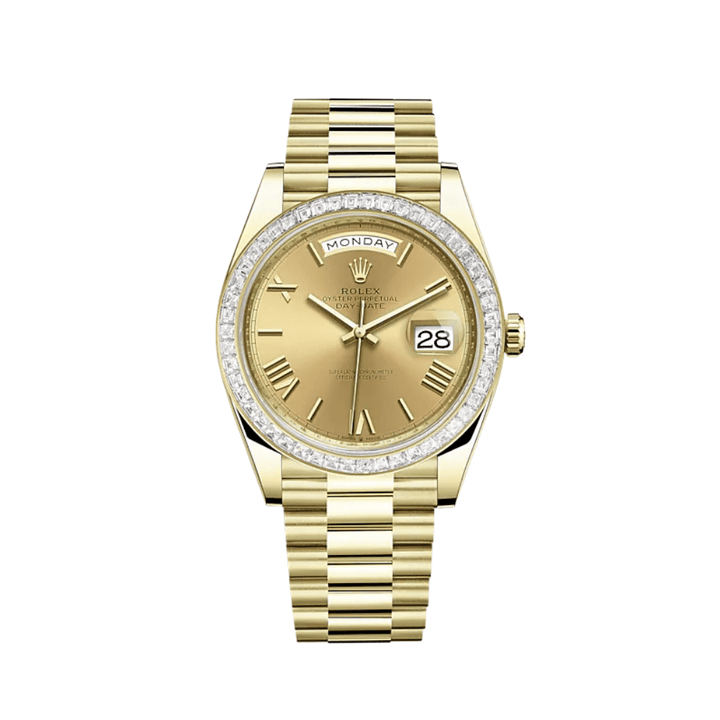 Rolex Day-Date 228398TBR Yellow Gold Diamond Bezel Champagne Dial - View 2