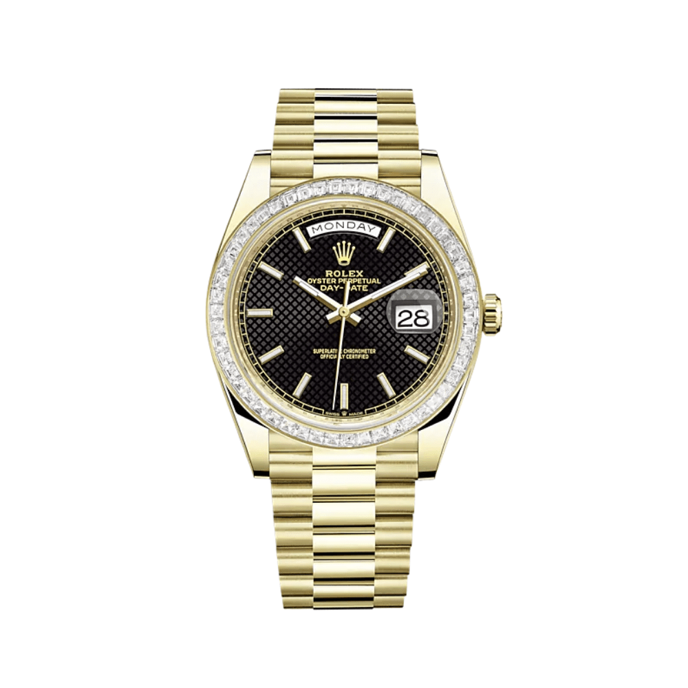 Rolex Day-Date 228398TBR Yellow Gold Diamond Bezel Black Dial - View 2