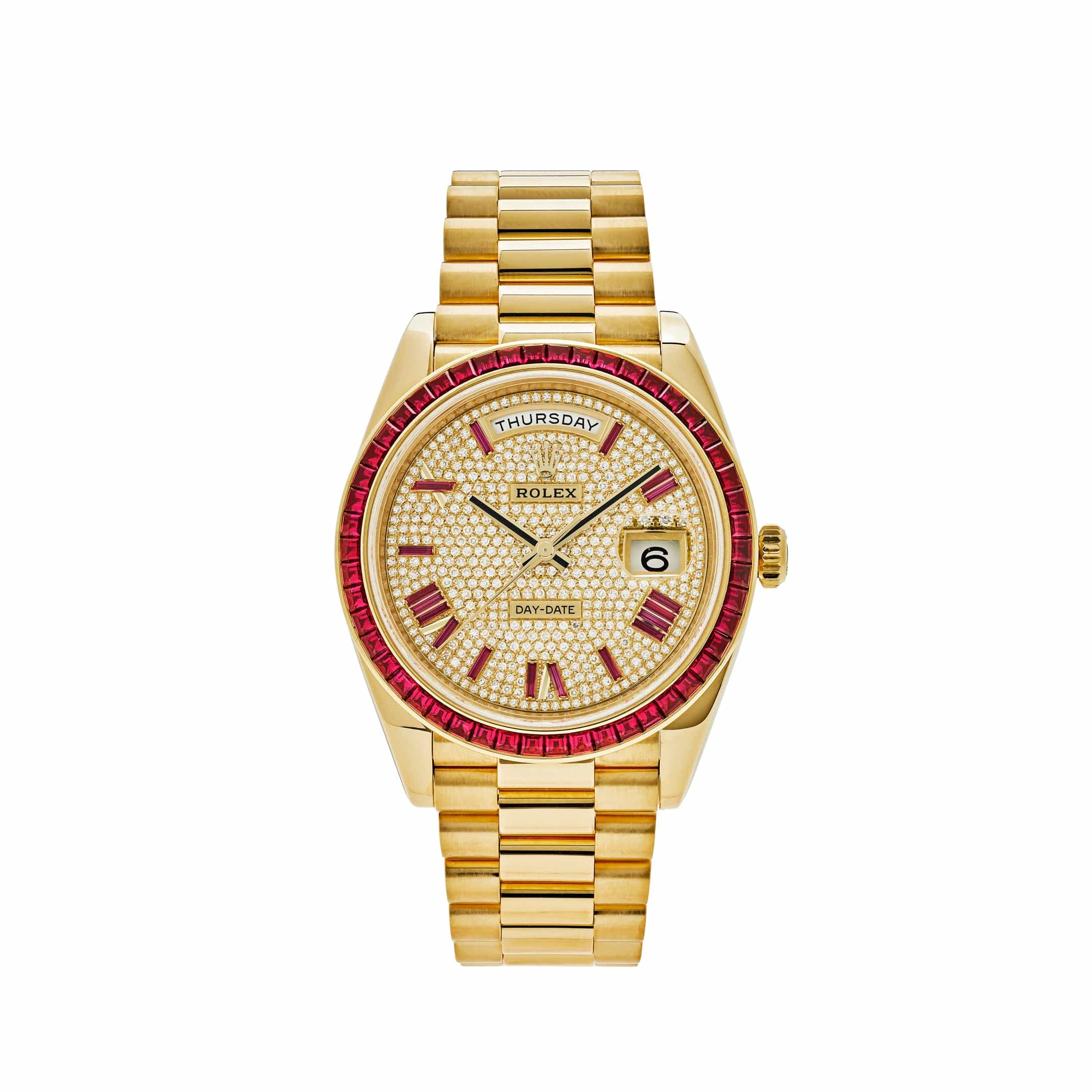 Rolex Day-Date 228398TRU Yellow Gold Roman Dial Ruby Bezel - View 13
