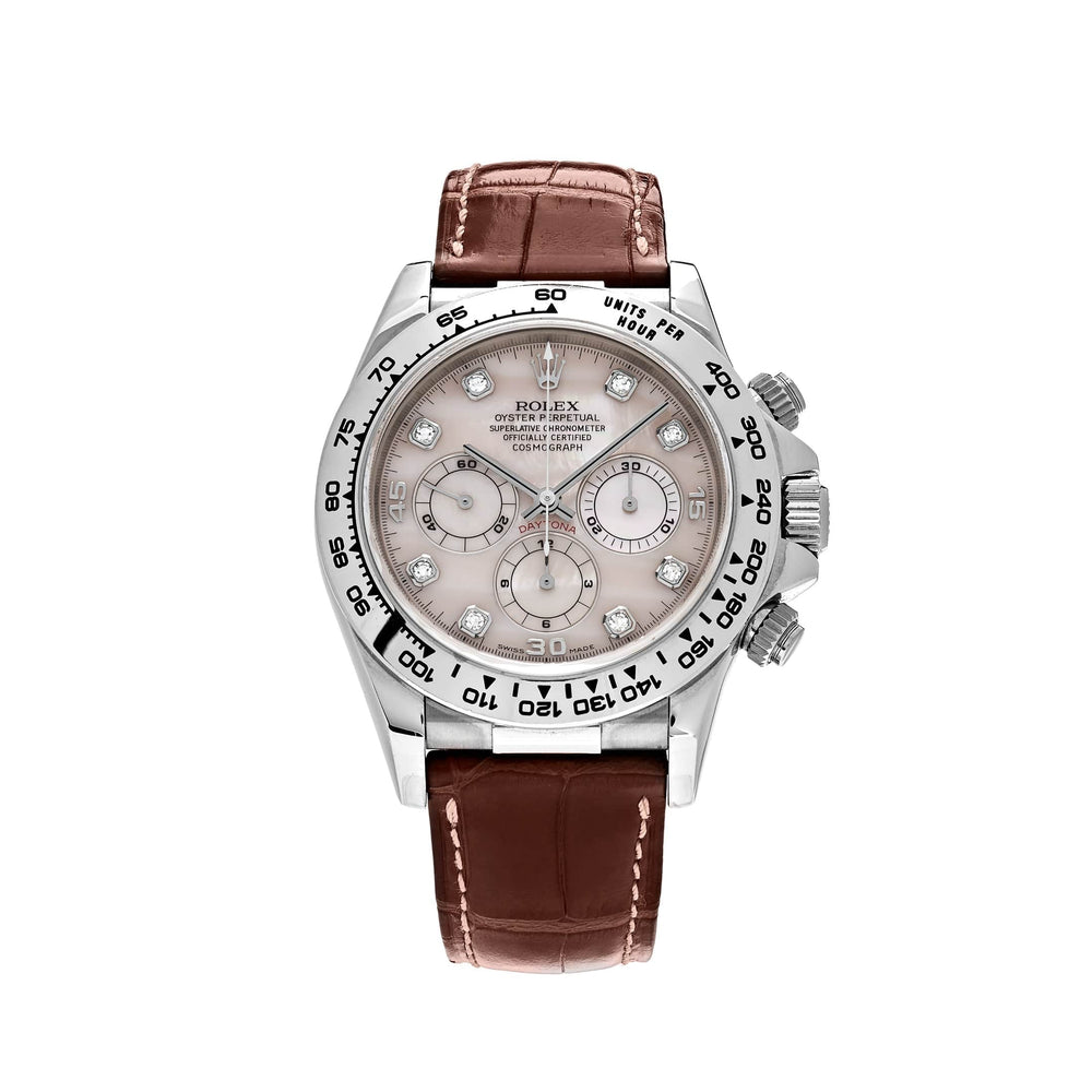 Rolex Daytona 116519 White Gold Rose Mother of Pearl Diamond Dial - View 8