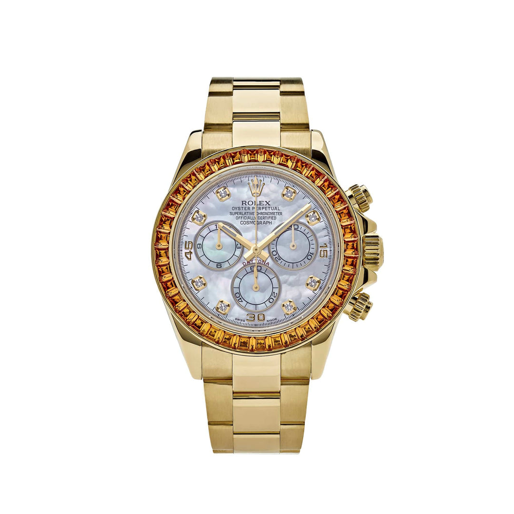Rolex Daytona 116578SACO Yellow Gold Sapphire Bezel Mother Of Pearl Dial (2019) - View 12