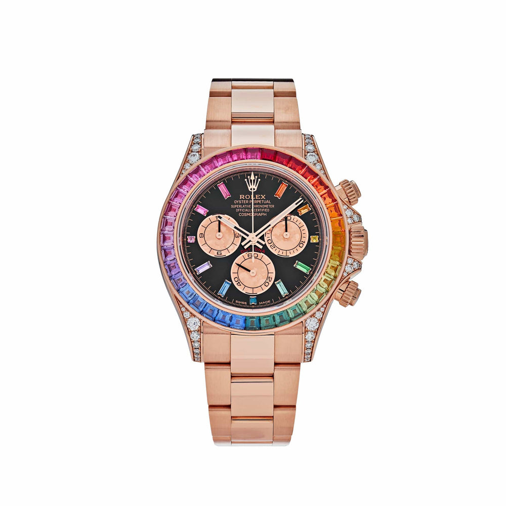 Rolex Daytona 116595RBOW 'Rainbow' Rose Gold Black Dial Sapphire Bezel - View 12