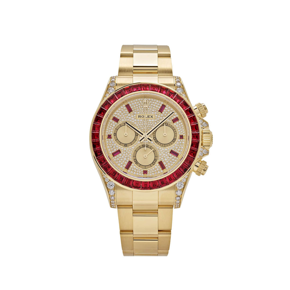 Rolex Daytona 126598TRU Yellow Gold Ruby Bezel Diamond Pave Dial - View 13