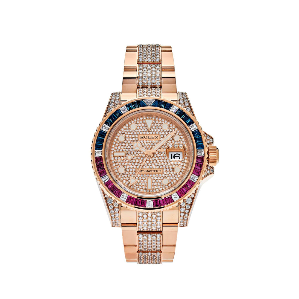 Rolex GMT-Master II 126755SARU Rose Gold Sapphire and Ruby Diamond Pave - View 4