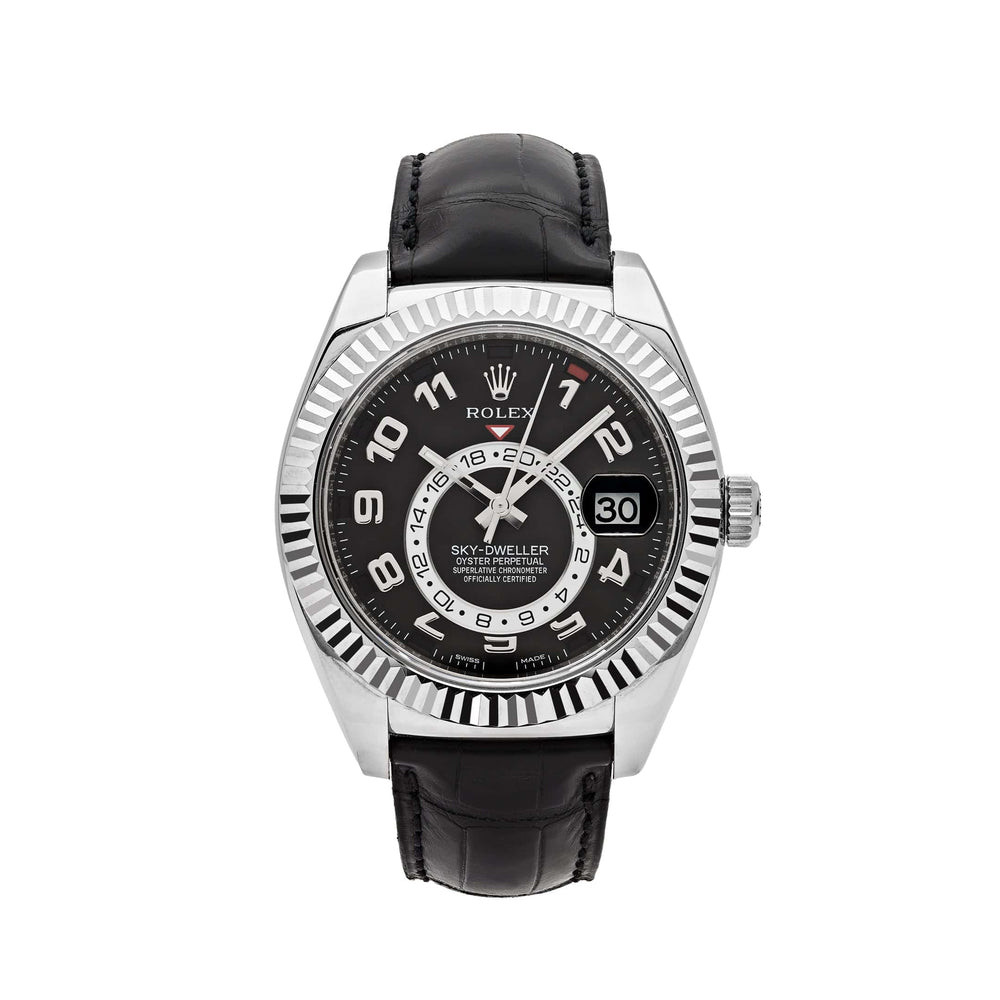 Rolex Sky-Dweller 326139 White Gold Black Dial Leather Strap - View 13